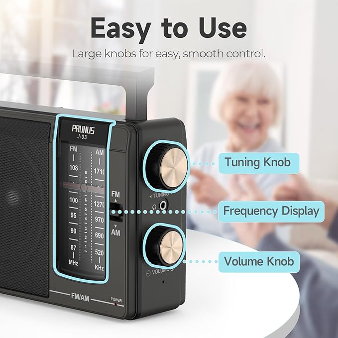 PRUNUS J03 AM FM Radio Portable Plug in Wall or AA Battery Operated - Image 4