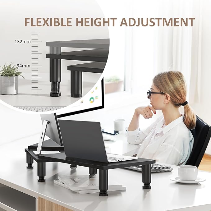 AX WABER Dual Monitor Stand Riser, Monitor Stand - Image 2