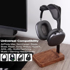 Walnut Wood & Aluminum Headset Holder, Desktop Headphone Stand, Universal - Image 6