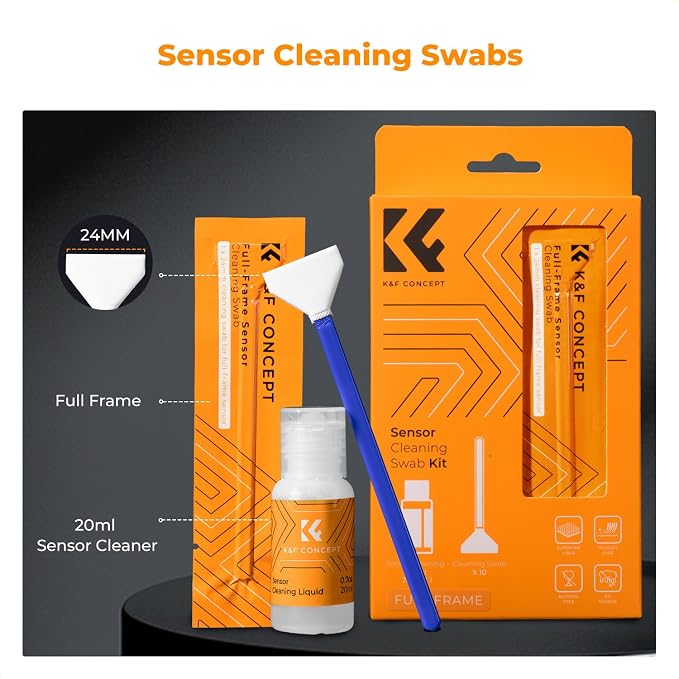 K&F CONCEPT 24mm Full Frame Sensor Cleaning Swab*10 + 20ml Sensor Cleaner - Image 2