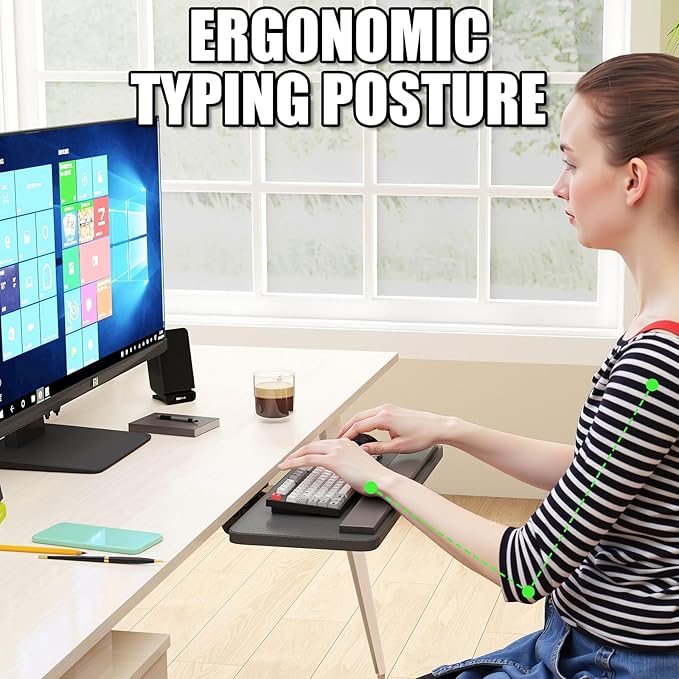 yeshine Under Desk Keyboard Tray Slide Out, Height Adjustable Computer Keyboard - Image 5