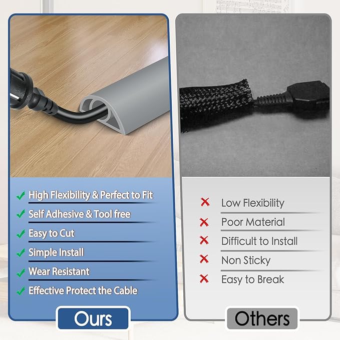 Floor Cord Cover for Wires on Floor Self Adhesive Cord Hider Floor Cable - Image 3