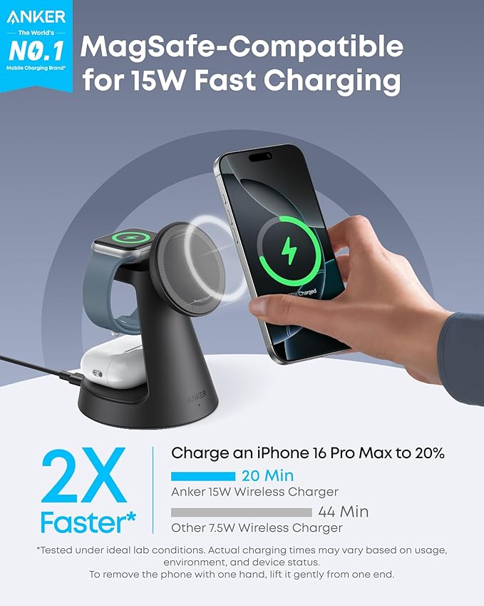 Anker MagSafe Charger Compatible, MagGo 3-in-1 Charging Station, Nano Charging - Image 2