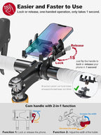 Tiakia Bike Phone Mount Holder, Aluminum Motorcycle Phone Mount, Handlebar - Image 4