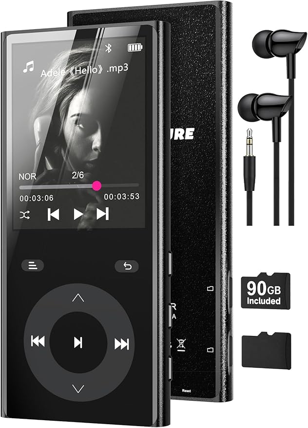 90GB MP3 Player with Bluetooth 5.3, Music Player with 2 TF Card Slots, 2.4" by Unknown