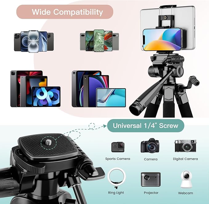 Victiv 68" Phone Tripod Stand, Tablet Tripod - Image 2