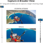 ATUMTEK 51" Selfie Stick Tripod, All in One Extendable Phone Tripod Stand - Image 8