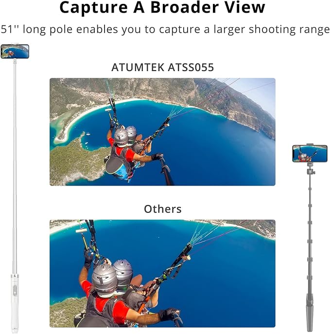 ATUMTEK 51" Selfie Stick Tripod, All in One Extendable Phone Tripod Stand - Image 8