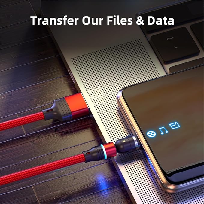 Magnetic Charging Cable 540° Rotation 3A Fast Charging Data Sync 3 in 1 - Image 3