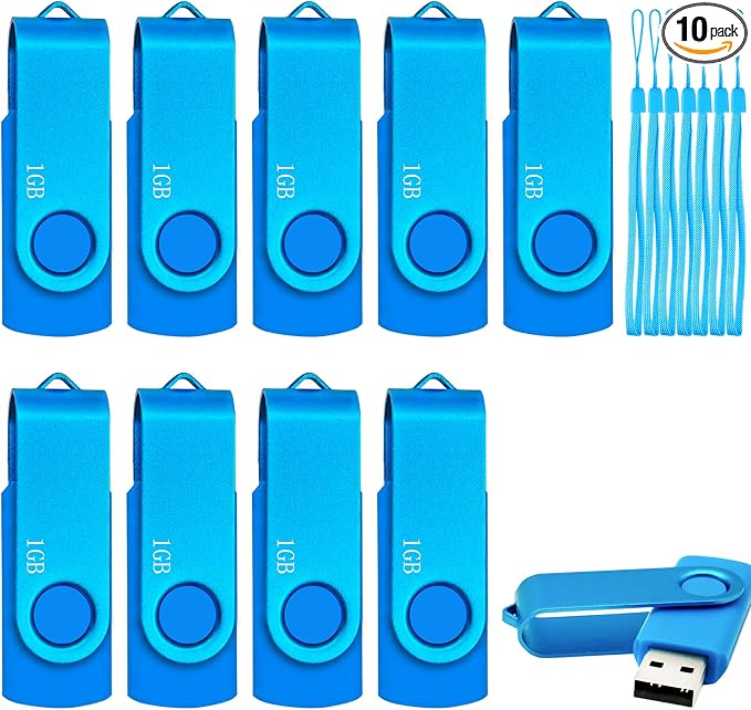USB Drive 1GB USB 2.0 Flash Drive 10 Pack Nicepicten Pendrive Swivel Thumb Zip by NicepictenUSBFlashDrive