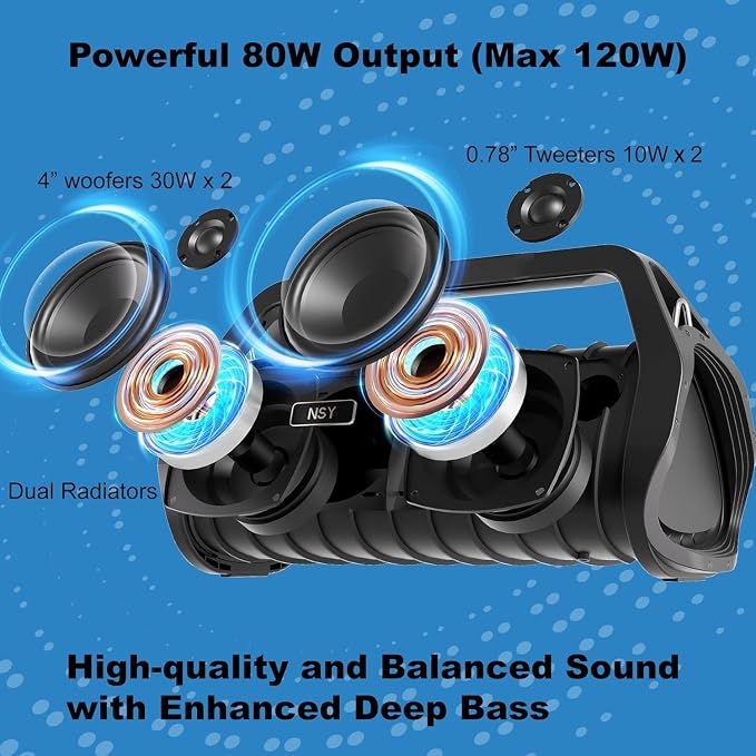Portable Waterproof Speaker Bluetooth 5.3, Rugged 120W Loud Outdoor Boombox - Image 8