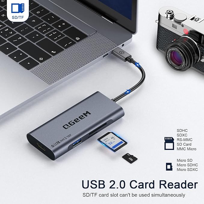 USB C Hub, QGeeM USB 4k to HDMI Adapter, 7 in 1 USB-C Dongle - Image 6