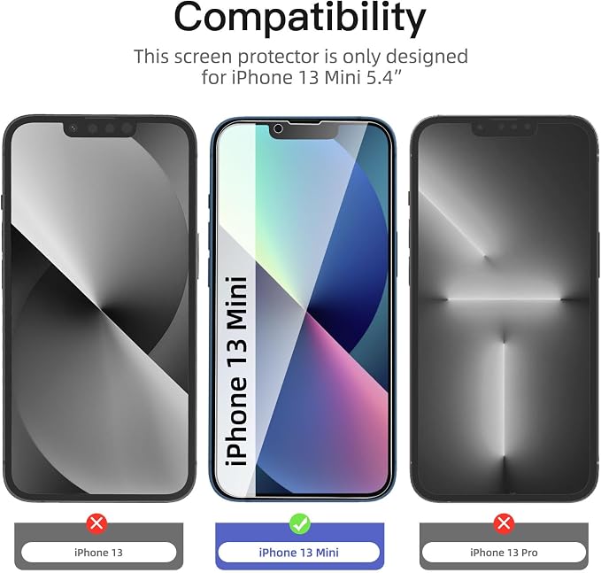 NEW'C 3 Pack Privacy for iPhone 13 Mini Screen Protector, Enhanced 28-Degree - Image 2