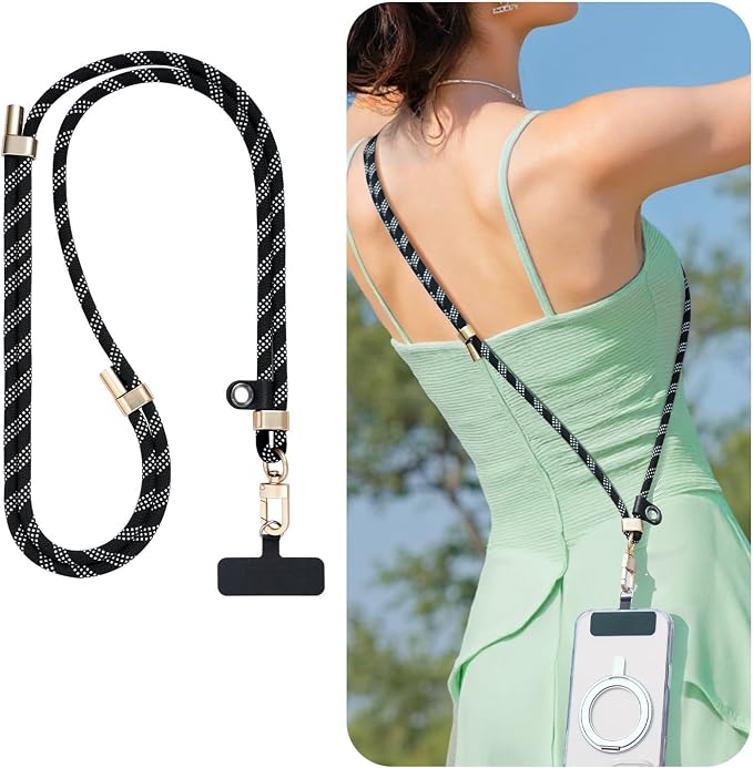 Phone Crossbody Lanyard with 2 Phone Tabs, Adjustable Anti-Theft Phone Lanyard by AKJOHN