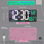 KOSUMOSU Pink Digital Clock 6.7in Desk Clock - Image 5