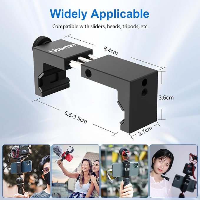 ULANZI ST-02S Aluminum Phone Tripod Mount w Cold Shoe Mount, Support Vertical - Image 7