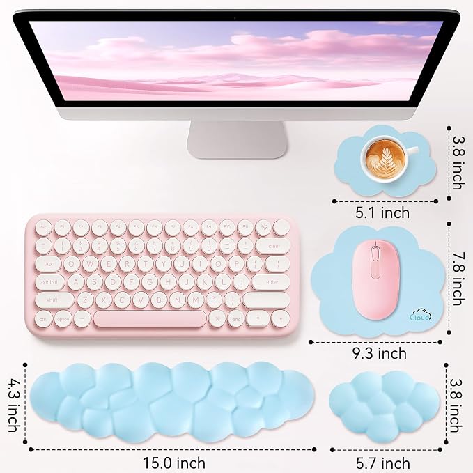 Cloud Wrist Rest for Computer Keyboard, 4-in-1 Memory Foam Leather Cloud - Image 7