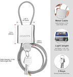 Cable Lock with 3 Keys | L 3.28ft, D 1/6in Adjustable Steel Cable Padlock | - Image 2