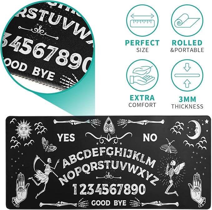 Mysterious Spirit Goth Gaming Mouse Pad 31.5x11.8 Inch Large Desk Mat Black - Image 5