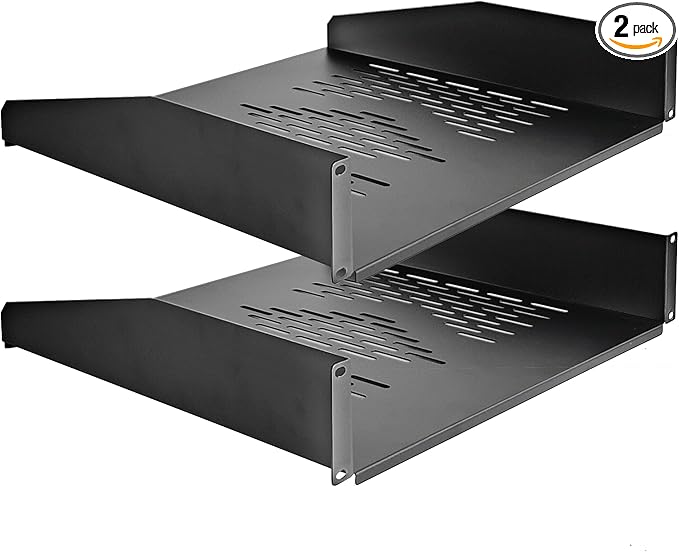 RIVECO 2U Server Rack Shelves for 19" Network Cabinet, Rack Mount Vented by RIVECO