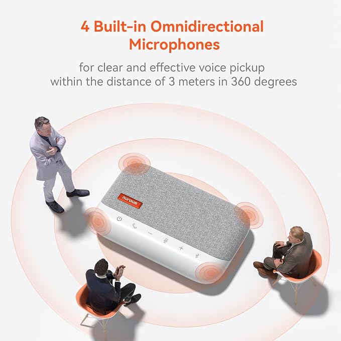 NUROUM A15 Bluetooth Conference Speaker and Microphone, 360° Voice Pick up & - Image 3