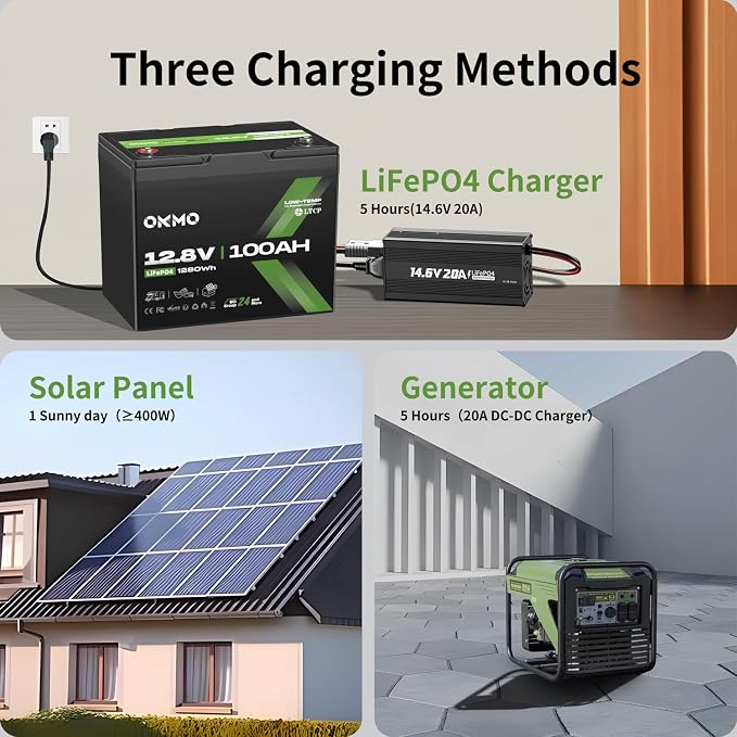 OKMO 12V 100Ah LiFePO4 Battery, Group 24 Lithium Battery 100A BMS，10 Years - Image 8