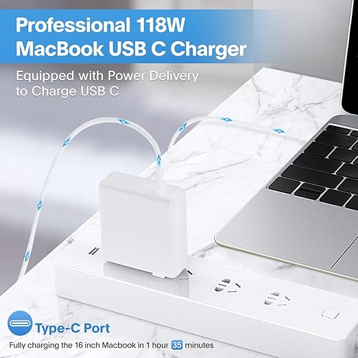 Mac Book Pro Charger - 118W USB C Fast Charger Power Adapter Compatible - Image 2