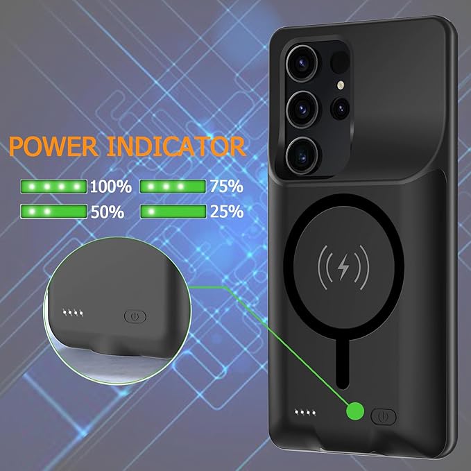 Battery Case for Galaxy S24 Ultra, Upgraded 12000mAh Rechargeable Portable - Image 4
