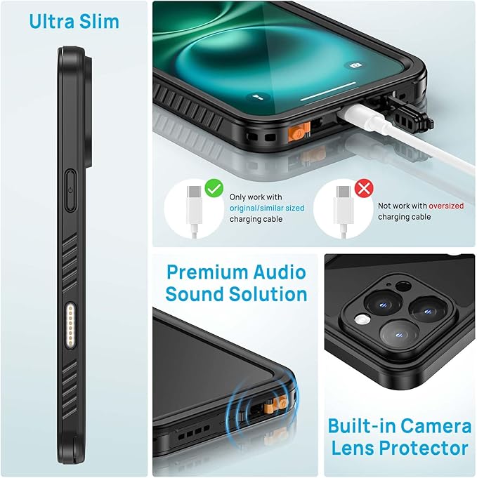Lanhiem Magnetic for iPhone 16 Pro Case, IP68 Waterproof Case - Image 5