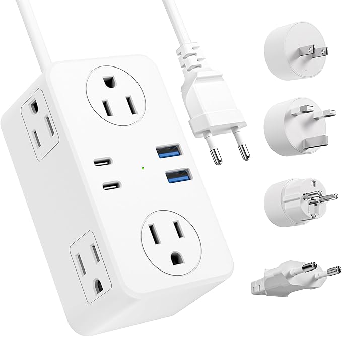 Kakyanill European Travel Plug Adapter, EU/UK/US Travel Plug Adapter Power Strip by kakyanill
