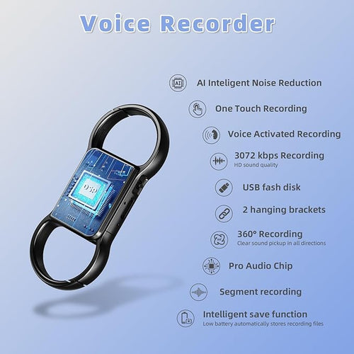 128GB Keychain Voice Recorder, Audio Recording Device - Image 2
