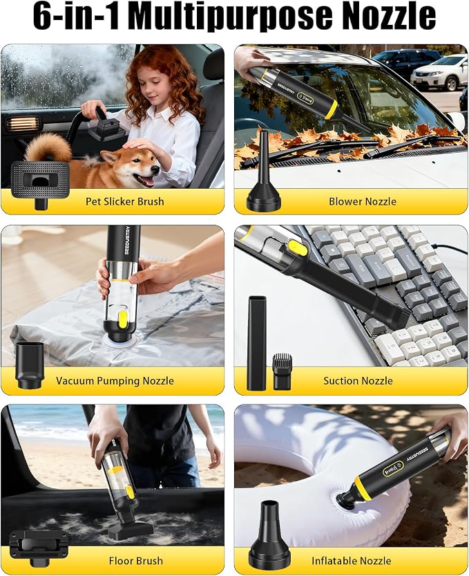 SEEDUSTRY Handheld Vacuum Cleaner Cordless, Mini Car Vacuum/Portable Pet - Image 4