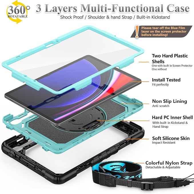 SEYMAC stock Case for Samsung Galaxy Tab S10 FE / S9 / S9 FE 5G Tablet Case - Image 7