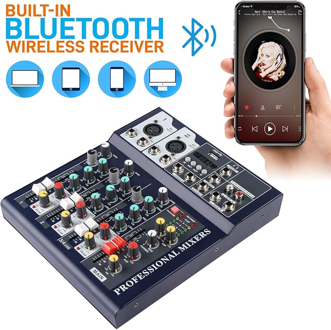 Dj Mixers 4 Channel Audio Mixer Sound Board - Image 3