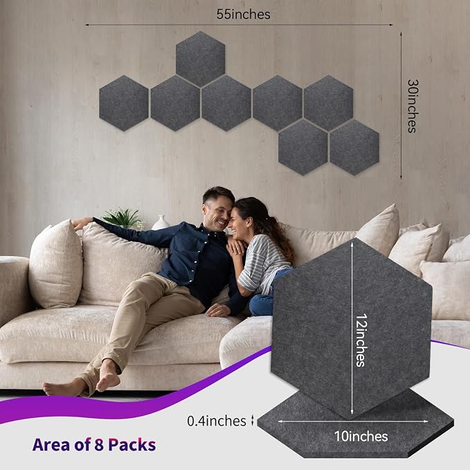 Mollywell Hexagon Acoustic Panels, High Density, Soundproofing, Decorative - Image 4