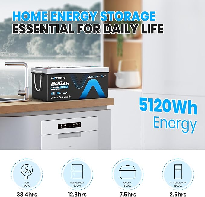 24V 200AH Bluetooth Low/High Temp Cutoff LiFePO4 Lithium Battery - Image 7