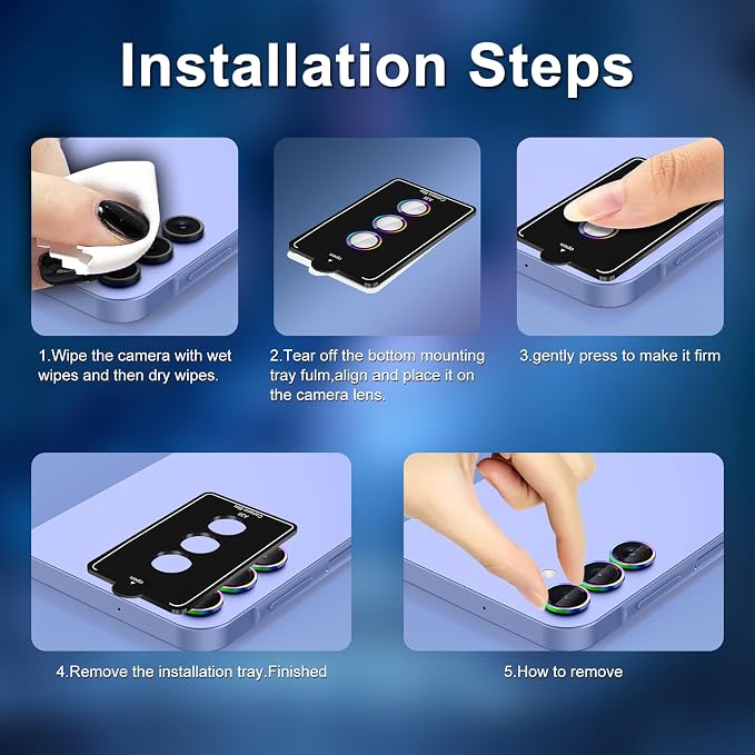 for Samsung Galaxy A35 5G Camera Lens Protector, Individual Metal Ring Tempered - Image 6