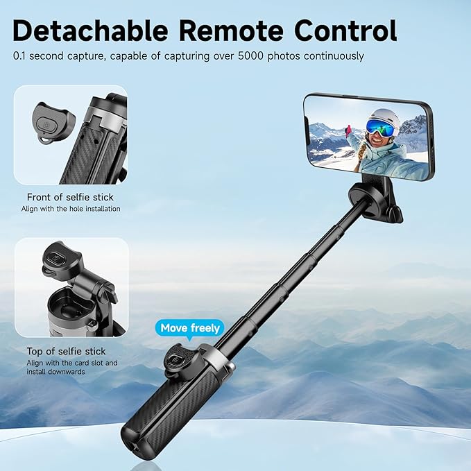 Selfie Stick for iPhone, Magnetic Tripod - 3 in 1 Tripod for Video Recording - Image 4