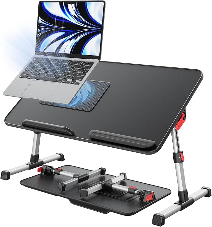 Laptop Desk for Bed with Cooling Fan, SAIJI Height & Angle Adjustable Laptop by SAIJI