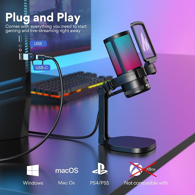 MAONO USB Gaming Microphone for PC, Noise Cancellation Condenser Mic - Image 7