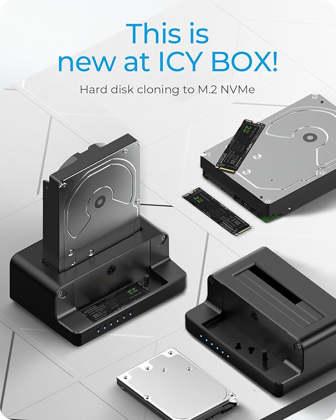 M.2 NVMe & SATA SSD/HDD Hard Drive Docking Station, ICY BOX USB-C 10Gbps M.2 - Image 2