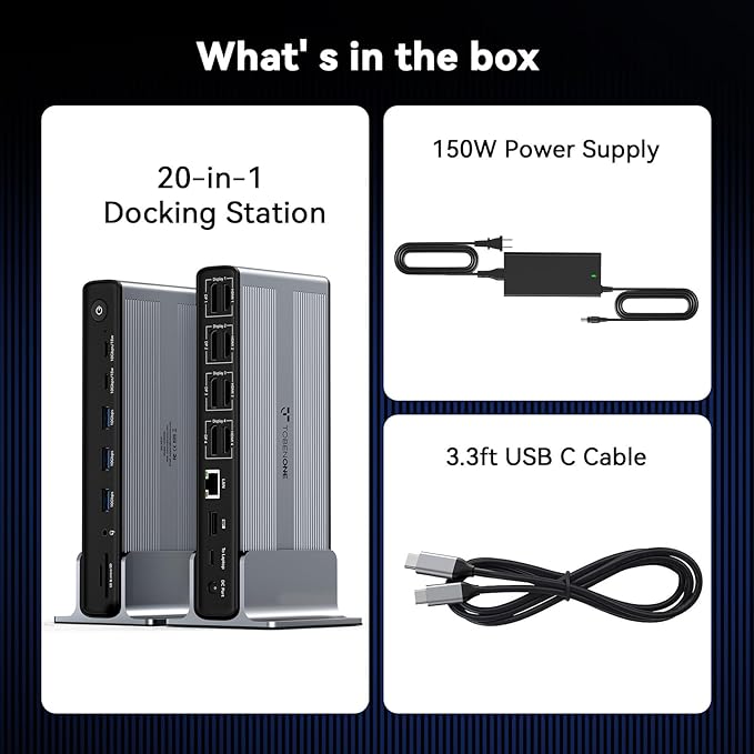 TobenONE DisplayLink Docking Station 4 Monitors, 20-in-1 Quad 4K@60Hz HDMI - Image 8