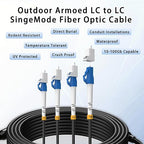 15M/49FT Outdoor Armored LC to LC Fiber Optic Cable, 4 Core OS2 Single Mode - Image 8