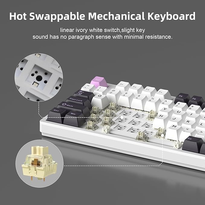 MageGee LIGHT87 Wired Creamy Keyboard, 80% Gasket Hot Swappable RGB Backlit - Image 6