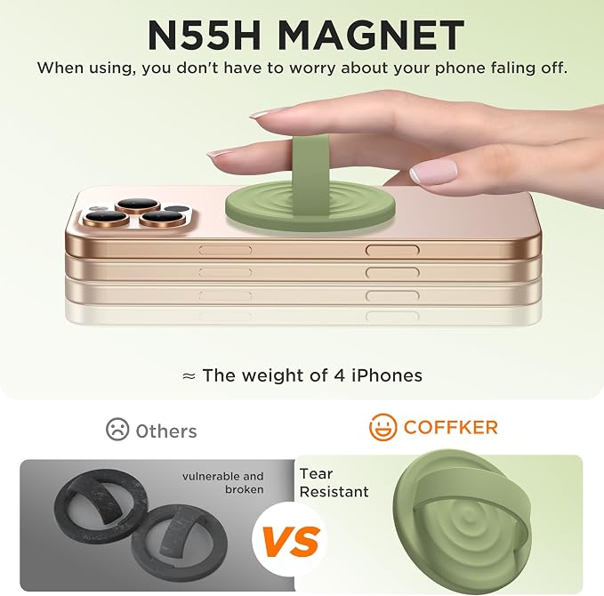 Magnetic Phone Ring Grip Holder, Silicone Finger Loop Grip, Compatible - Image 5