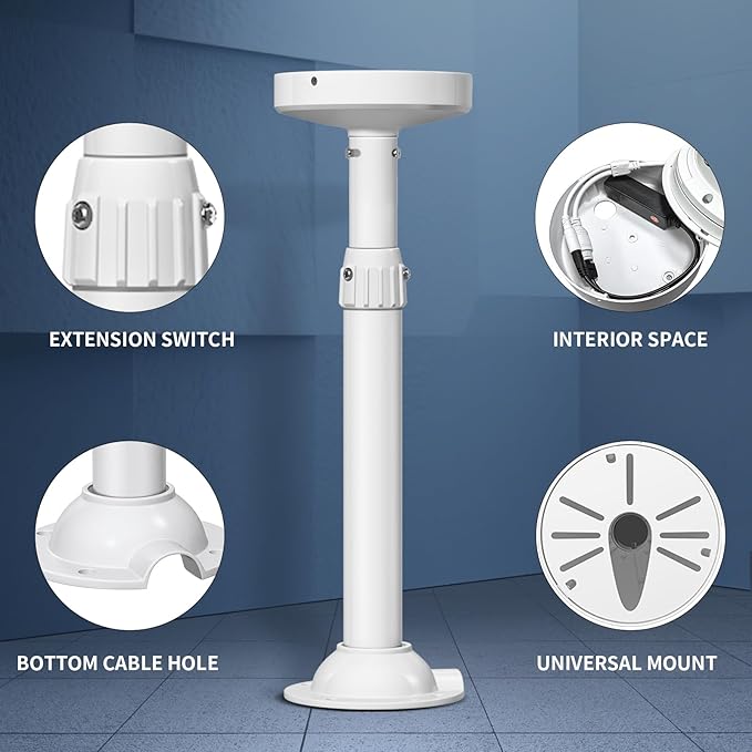 ZT-NET Extendable Pole Mount for Security Surveillance Cameras, Ceiling/Wall - Image 4