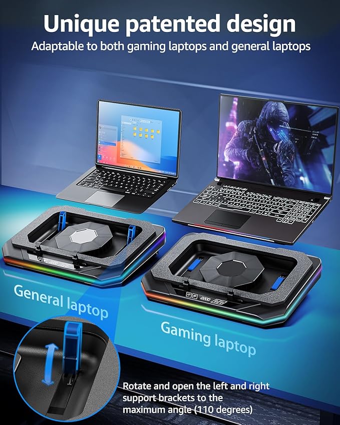 MOUNTUP RGB Laptop Cooling Pad for 13-19 Inch, Max 3500RPM Gaming Laptop Cooler - Image 2