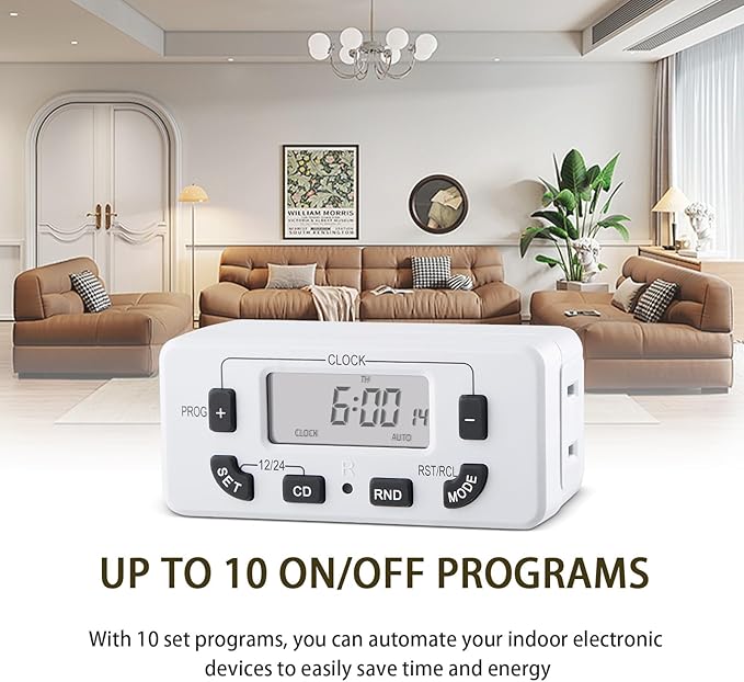 7 Day Programmable Digital Timer Outlet, Indoor Timer - Image 4