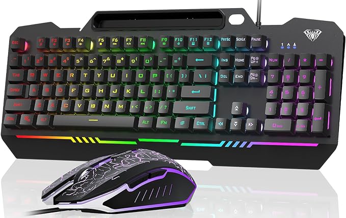 AULA Gaming Keyboard, T102 104 Keys Gaming Keyboard and Mouse Combo by AULA