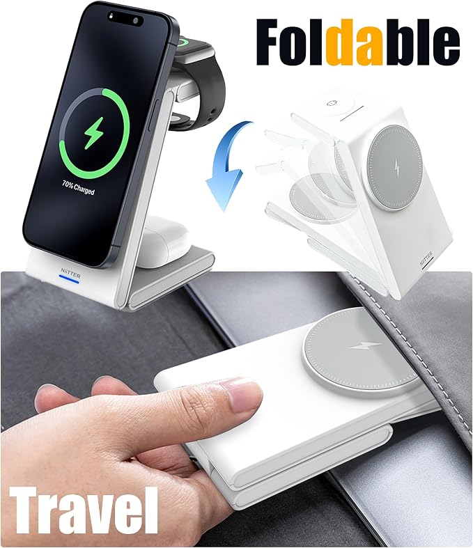 3 in 1 Wireless Charging Station, Magnetic Foldable Wireless Charger, Fast - Image 3